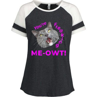 Freaking Meowt Kitten Me Right Meow Meme Funny Cat Pun Raglan Enza Ladies Jersey Colorblock Tee