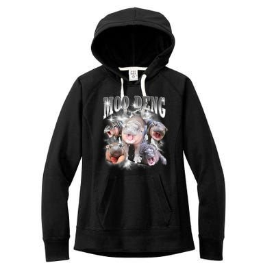 Funny Moodeng Kawaii Pygmy Hippo Cute Zoo Animal Lover Women's Fleece Hoodie