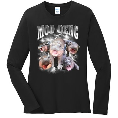 Funny Moodeng Kawaii Pygmy Hippo Cute Zoo Animal Lover Ladies Long Sleeve Shirt