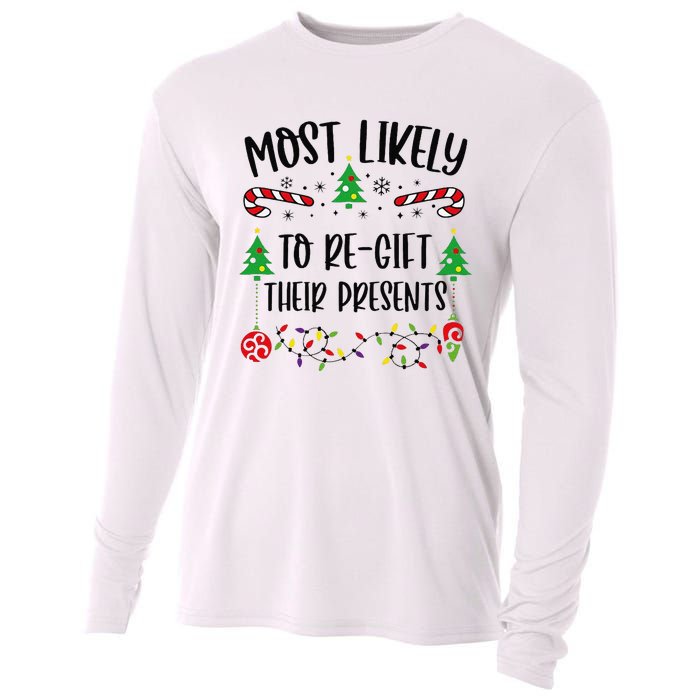 Funny Most Likely To Regift Their Presents Funny Christmas Family Matching Cu Cooling Performance Long Sleeve Crew