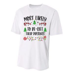 Funny Most Likely To Regift Their Presents Funny Christmas Family Matching Cu Performance Sprint T-Shirt