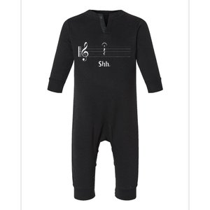 Funny Music Lover Musician Shh Quarter Rest And Fermata Infant Fleece One Piece