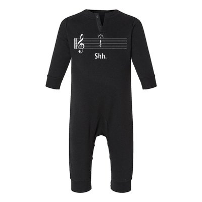 Funny Music Lover Musician Shh Quarter Rest And Fermata Infant Fleece One Piece