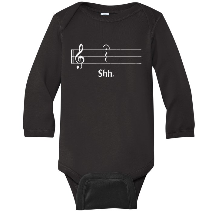 Funny Music Lover Musician Shh Quarter Rest And Fermata Baby Long Sleeve Bodysuit