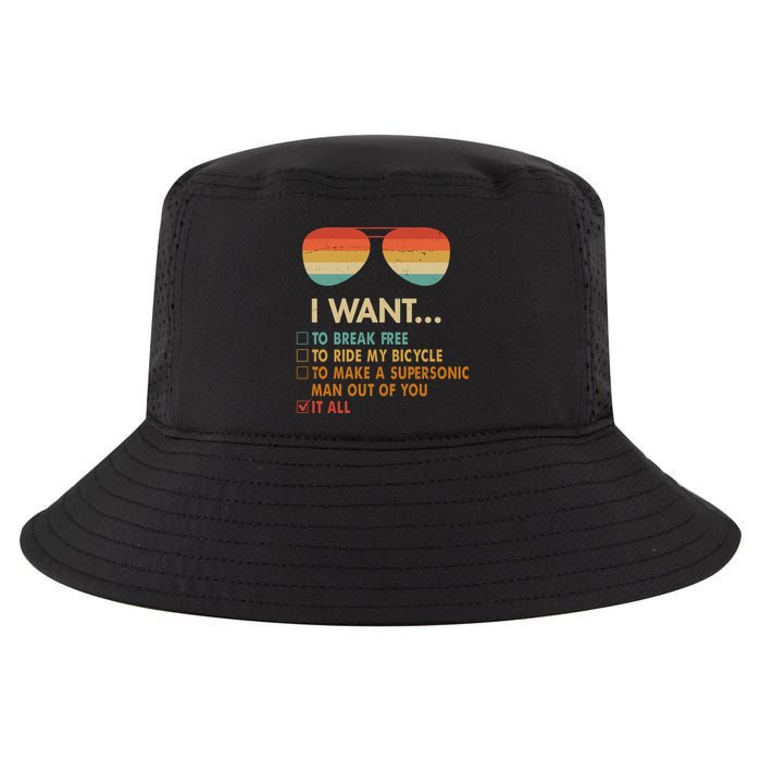Funny Music Lover Bicycle I Want It All Cool Comfort Performance Bucket Hat