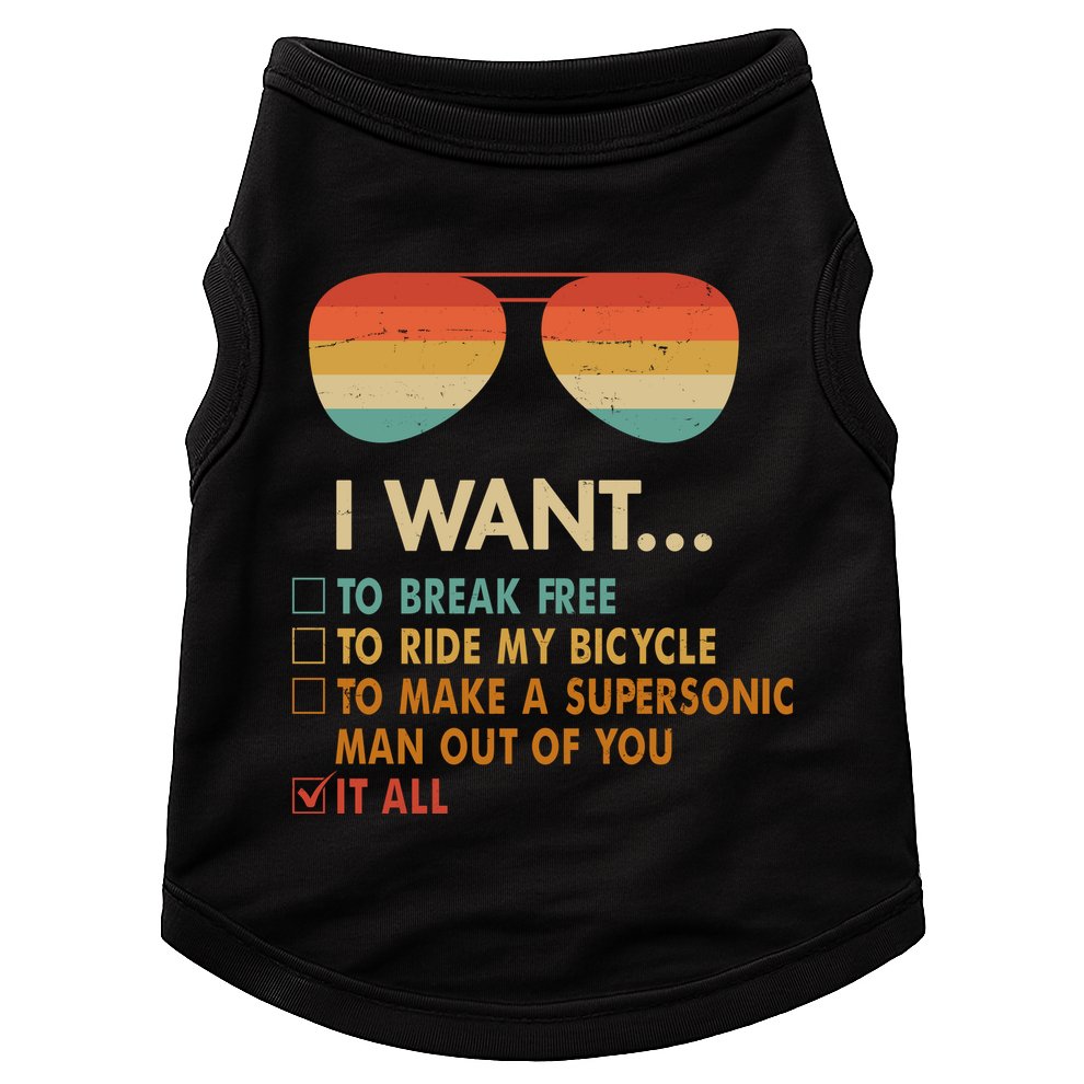 Funny Music Lover Bicycle I Want It All Doggie Tank