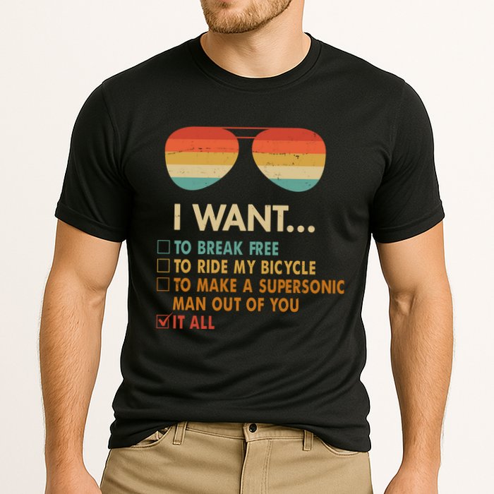 Funny Music Lover Bicycle I Want It All Performance Shirt