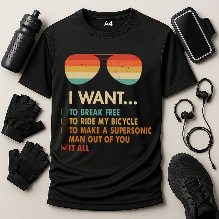 Funny Music Lover Bicycle I Want It All Performance Shirt