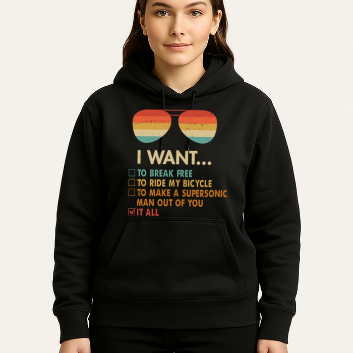Funny Music Lover Bicycle I Want It All Hoodie