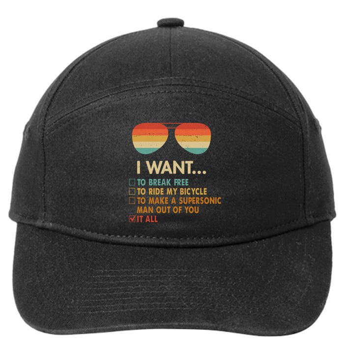 Funny Music Lover Bicycle I Want It All 7-Panel Snapback Hat