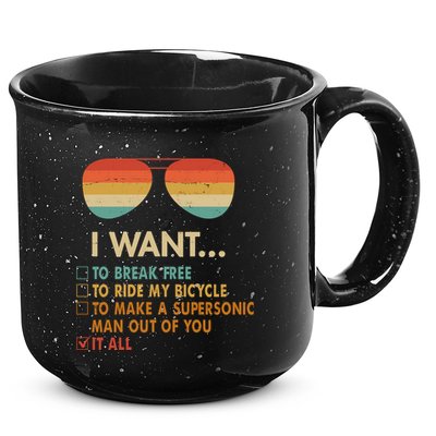 Funny Music Lover Bicycle I Want It All 15oz Campfire Ceramic Mug