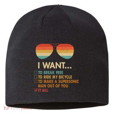 Funny Music Lover Bicycle I Want It All Sustainable Beanie