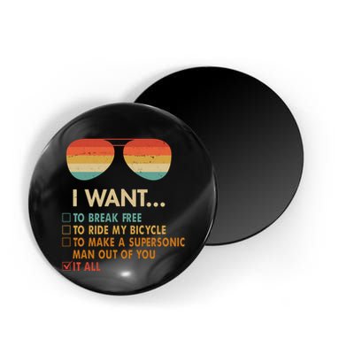 Funny Music Lover Bicycle I Want It All Magnet