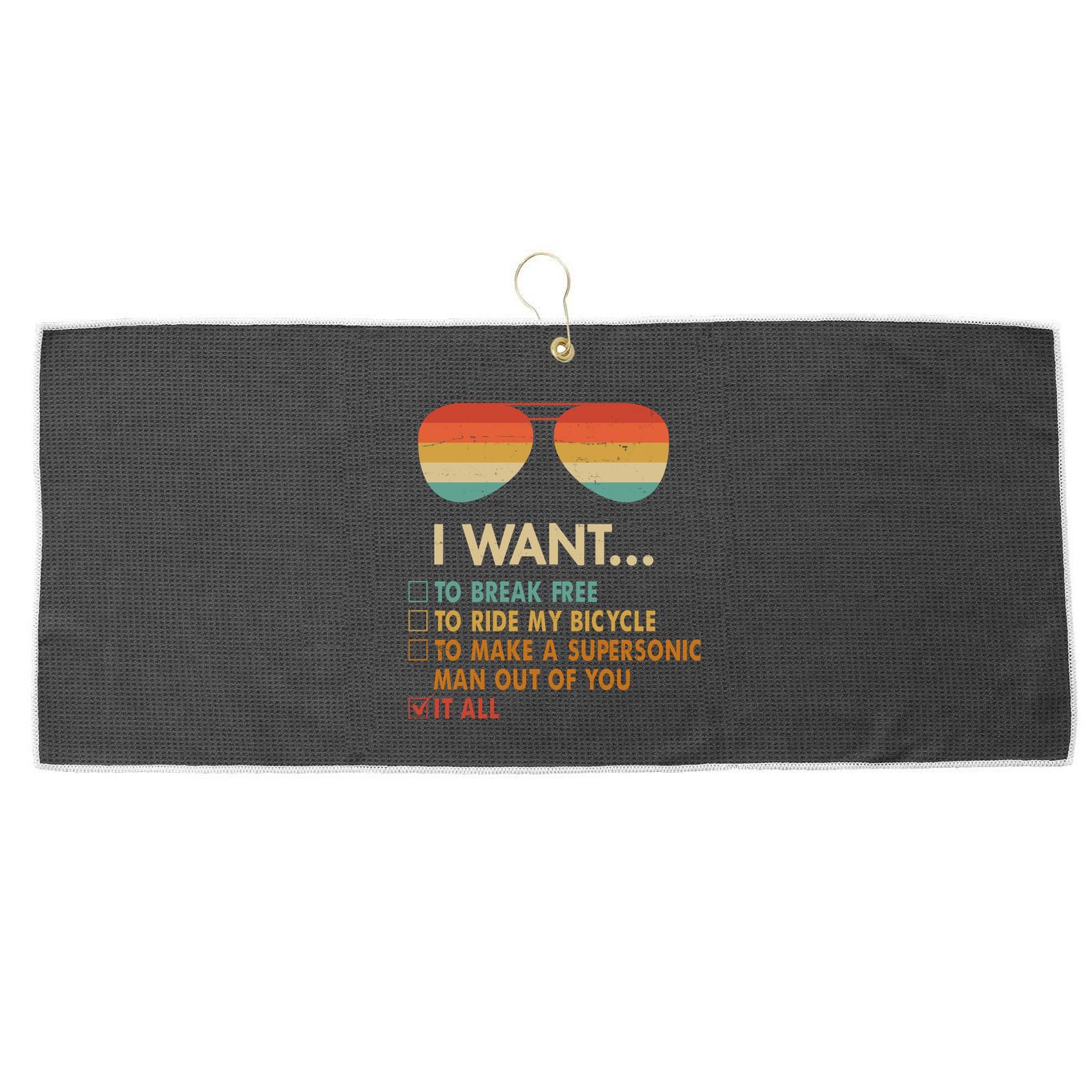 Funny Music Lover Bicycle I Want It All Large Microfiber Waffle Golf Towel