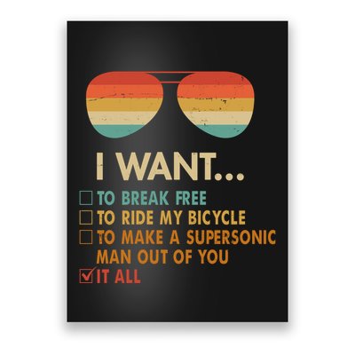Funny Music Lover Bicycle I Want It All Poster
