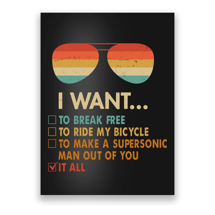 Funny Music Lover Bicycle I Want It All Poster