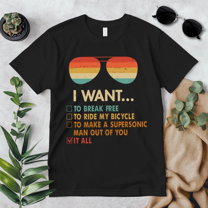 Funny Music Lover Bicycle I Want It All Premium T-Shirt