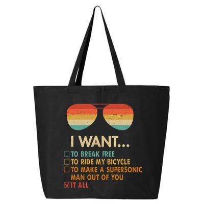 Funny Music Lover Bicycle I Want It All 25L Jumbo Tote