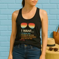 Funny Music Lover Bicycle I Want It All Womens Tank Top