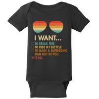Funny Music Lover Bicycle I Want It All Baby Bodysuit