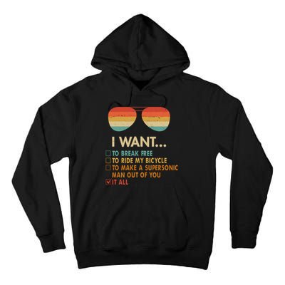 Funny Music Lover Bicycle I Want It All Tall Hoodie