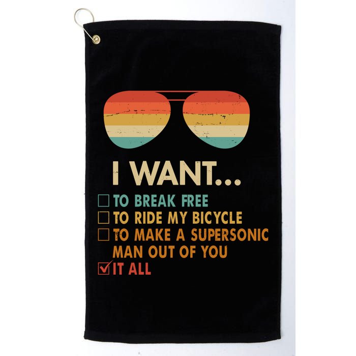 Funny Music Lover Bicycle I Want It All Golf Towel