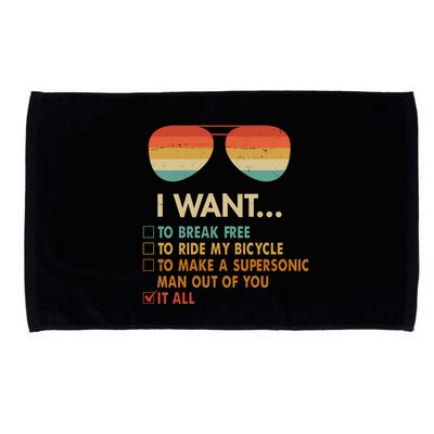 Funny Music Lover Bicycle I Want It All Microfiber Hand Towel