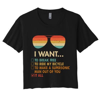 Funny Music Lover Bicycle I Want It All Crop Top