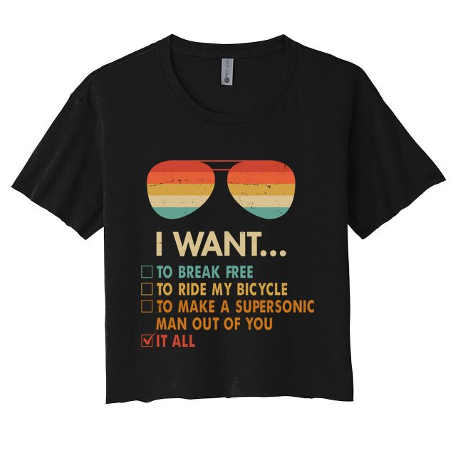 Funny Music Lover Bicycle I Want It All Crop Top
