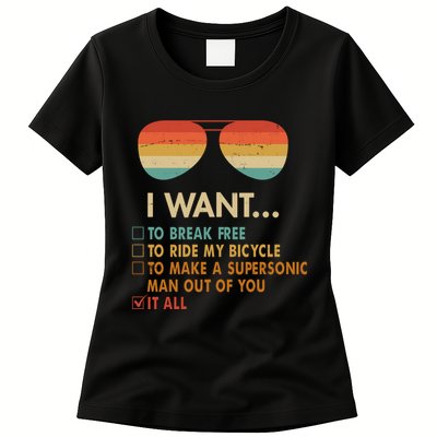 Funny Music Lover Bicycle I Want It All Womens T-Shirt