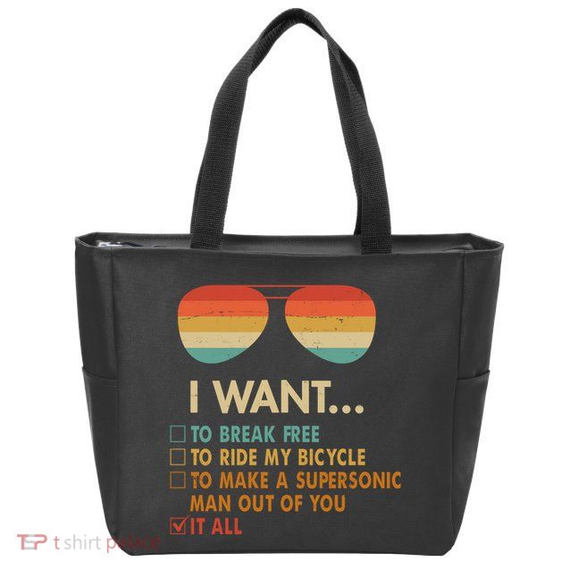 Funny Music Lover Bicycle I Want It All Zip Tote Bag