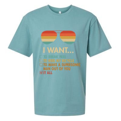 Funny Music Lover Bicycle I Want It All Sueded Cloud Jersey T-Shirt