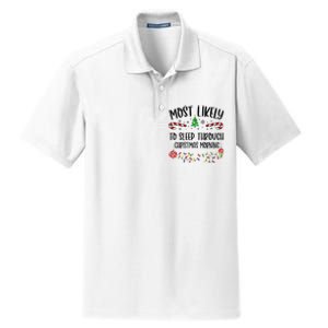 Funny Most Likely To Sleep Through Christmas Morning Funny Christmas Family Mat Dry Zone Grid Polo