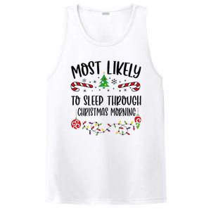 Funny Most Likely To Sleep Through Christmas Morning Funny Christmas Family Mat PosiCharge Competitor Tank