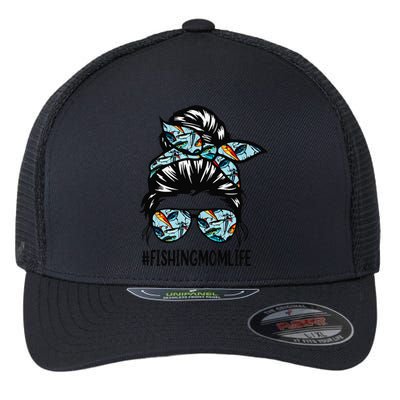 Fishing Mom Life Messy Bun Mom Funny Fishing Mom Flexfit Unipanel Trucker Cap