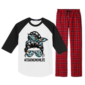 Fishing Mom Life Messy Bun Mom Funny Fishing Mom Raglan Sleeve Pajama Set