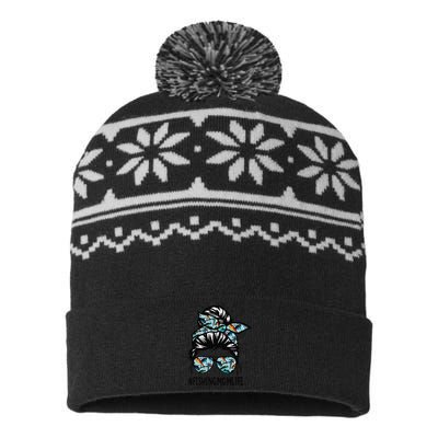 Fishing Mom Life Messy Bun Mom Funny Fishing Mom USA-Made Snowflake Beanie