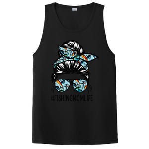 Fishing Mom Life Messy Bun Mom Funny Fishing Mom PosiCharge Competitor Tank