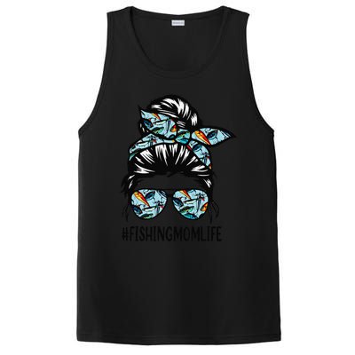 Fishing Mom Life Messy Bun Mom Funny Fishing Mom PosiCharge Competitor Tank