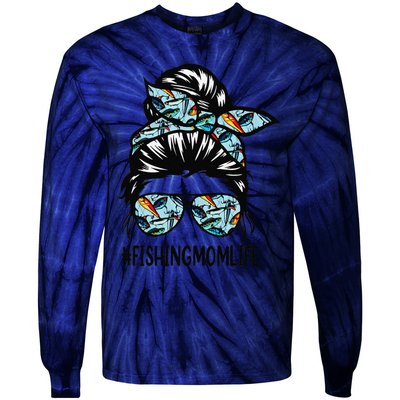 Fishing Mom Life Messy Bun Mom Funny Fishing Mom Tie-Dye Long Sleeve Shirt