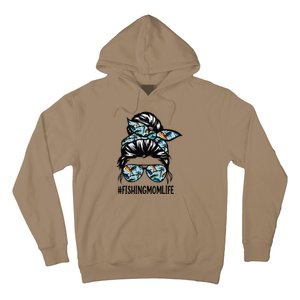 Fishing Mom Life Messy Bun Mom Funny Fishing Mom Hoodie