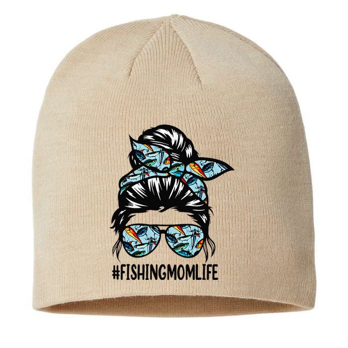 Fishing Mom Life Messy Bun Mom Funny Fishing Mom Sustainable Beanie