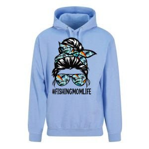 Fishing Mom Life Messy Bun Mom Funny Fishing Mom Unisex Surf Hoodie