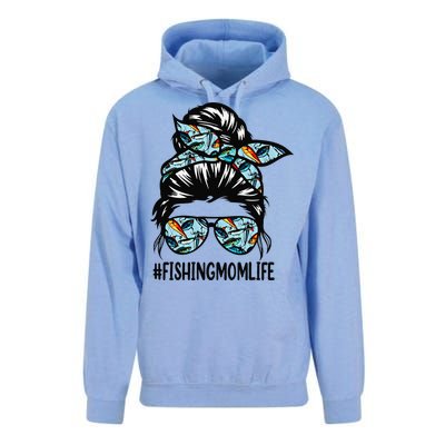 Fishing Mom Life Messy Bun Mom Funny Fishing Mom Unisex Surf Hoodie