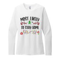 Funny Most Likely To Stay Home Funny Christmas Family Matching Cute Christmas Womens CVC Long Sleeve Shirt