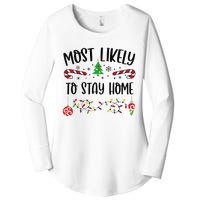 Funny Most Likely To Stay Home Funny Christmas Family Matching Cute Christmas Women's Perfect Tri Tunic Long Sleeve Shirt