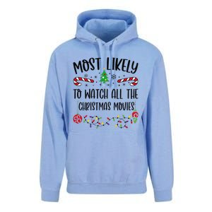 Funny Most Likely To Watch All The Christmas Movies Funny Christmas Family Matc Unisex Surf Hoodie