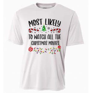 Funny Most Likely To Watch All The Christmas Movies Funny Christmas Family Matc Cooling Performance Crew T-Shirt