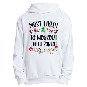 Funny Most Likely To Workout With Santa Funny Christmas Family Matching Cute C Urban Pullover Hoodie