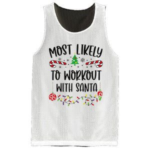 Funny Most Likely To Workout With Santa Funny Christmas Family Matching Cute C Mesh Reversible Basketball Jersey Tank